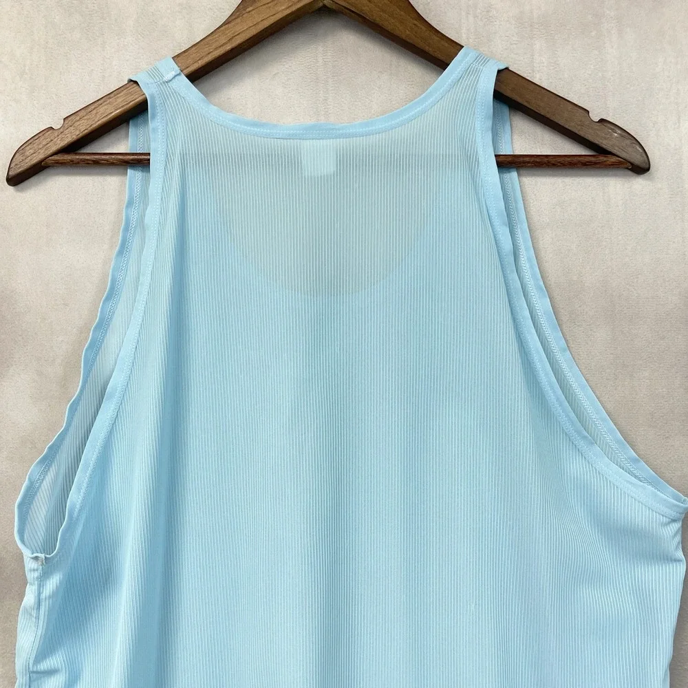Vintage Jockey Tank Top Mens L Blue Nylon Tricot Ribbed Undershirt Minimalist